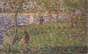 Georges Seurat Etude pour Moyenne Distance,gauche,avec Bateau a Voile Sweden oil painting artist